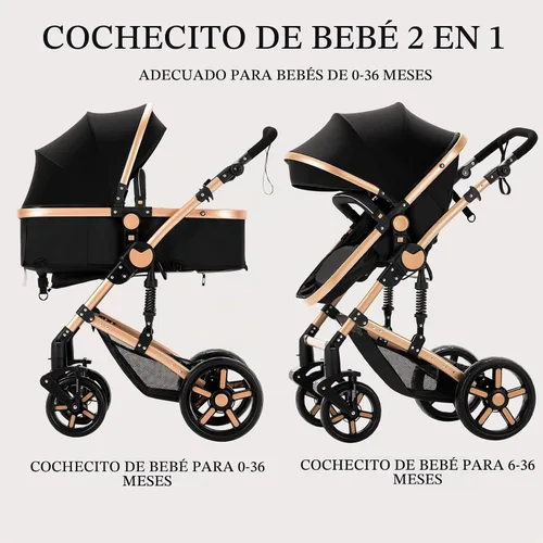 Vista 2 de Cochecito de bebé, cochecito de bebé, 2 en 1, plegable, portátil, cómodo, para bebés de 0 a 36 meses (588-BG)