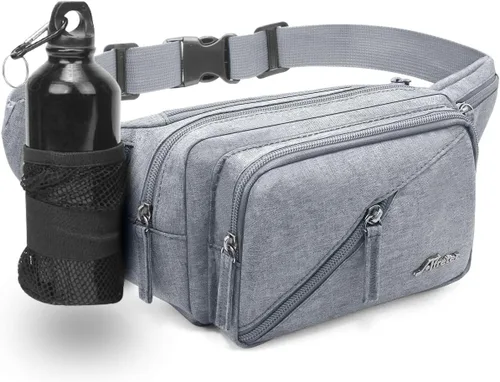 Vista 8 de Riñonera impermeable para hombres y mujeres, bolsa de cadera con soporte para botella de agua, correa ajustable, adecuada para entrenamiento al aire