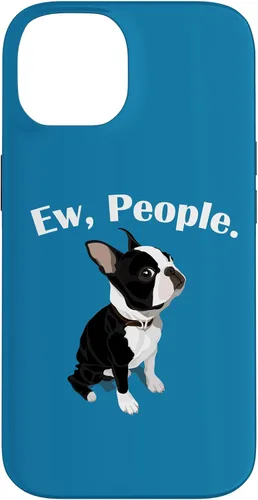 Vista 4 de Funny Mens Womens Kids Cartoon Ew People Bostie Dog Lover Case for iPhone 17