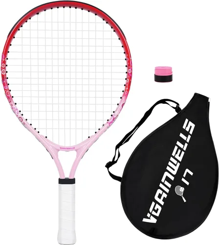 Vista 16 de Raqueta de tenis para niños de 17"-23" para edades de 2-9 años, ligera y duradera, incluye 1 raqueta de tenis para niños pequeños y 1 cintas