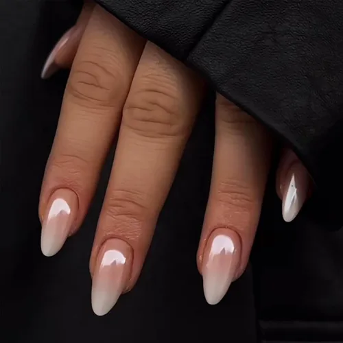 Vista 20 de Uñas postizas a presión marrón café, uñas postizas medianas de almendra, color sólido, cobertura completa, uñas postizas artificiales brillantes