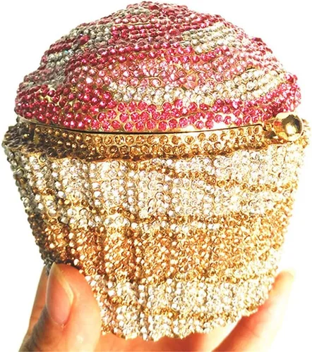 Vista 4 de Magdalena de cristal embrague de noche embrague bolsos boda fiesta nupcial diamante minaudiere bolso bolso
