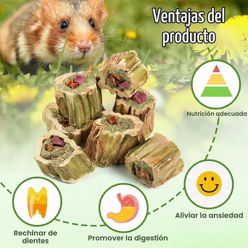 Vista 5 de Abizoo Juguetes masticables de conejo para conejo, madera de papaya natural, golosinas masticables con heno de alfalfa orgánica, zanahoria seca