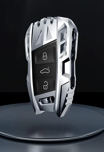 Vista 5 de Aleación de zinc Smart Car Key Fob Case Cover Holder para Volkswagen VW Passat Tiguan Atlas Golf Alltrack con llavero