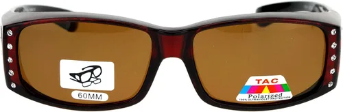 Vista 2 de JuicyOrange Gafas de sol polarizadas para mujer, marco rectangular con diamantes de imitación