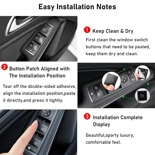 Vista 7 de Moonlinks Cubiertas de botón para interruptor de ventana eléctrica de puerta interior, repuesto compatible con Mercedes Benz A B C E G GLA CLA GLK