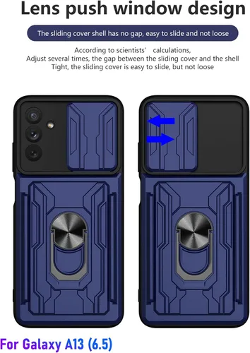 Vista 5 de Funda tipo cartera para Galaxy A13 (5G), ranura para tarjeta de crédito, diseño portátil, resistente de doble capa acolchada de goma protectora