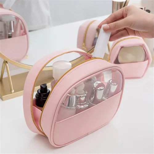 Vista 3 de Bolsas de maquillaje para mujer, organizador de viaje, bolsas de cosméticos portátiles, bolsa de aseo transparente, bolsa de aseo para el cabello