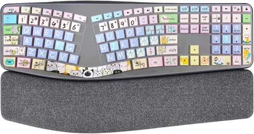 Vista 3 de Funda de silicona para teclado compatible con Logitech Ergo K860, diseño ergonómico de EE. UU., accesorios Logitech K860, lindo gato
