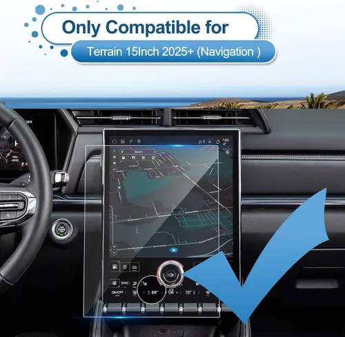 Vista 2 de Protector de pantalla de terreno 2025 2026 para GMC Terrain (Elevation/Denali/AT4), pantalla táctil de 15 pulgadas, vidrio templado 9H 2026 2025