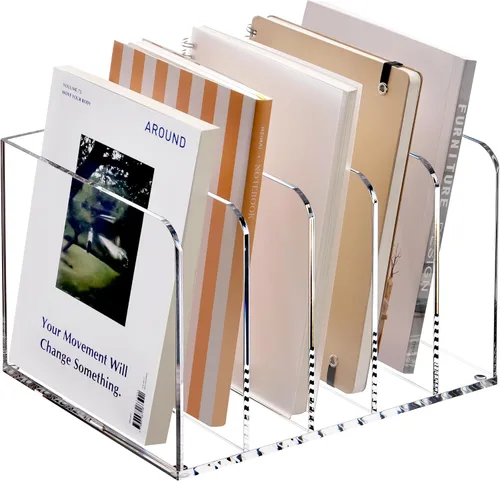 Vista 11 de YUXUN Soporte de acrílico para archivos, organizador de escritorio transparente para archivos, revistas, carpetas, cuadernos, sobres, almacenamiento