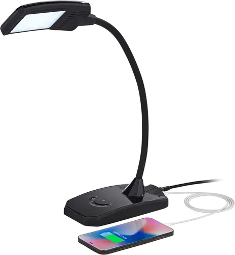 Vista 3 de 360 Lighting Ricky - Lámpara de mesa de escritorio minimalista moderna con puerto de carga USB, cuello de cisne LED, altura ajustable, 13.75
