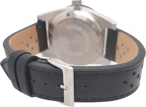 Vista 7 de Alsta Motoscaphe 120 - Reloj de motocicleta superautomático para mano izquierda con correa de cuero italiano negro Alsta Motoscaphe - Piel italiana
