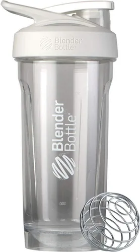 Vista 2 de BlenderBottle Strada Shaker Cup (28 onzas, blanco) y BlenderBottle Shaker Bottle Pro Series (24 onzas, negro)
