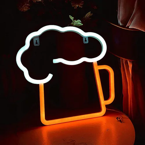 Vista 7 de Letreros de neón de cerveza LED para decoración de bar de cerveza blanca amarilla y blanca, luces de neón para bar, playa, tienda, Navidad, fiesta