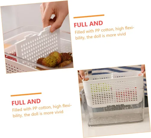 Vista 8 de Cabilock Recipientes de pasta de 1. Colador de cocina de 7 litros, doble capa, cesta de drenaje de verduras, de plástico, para lavar frutas