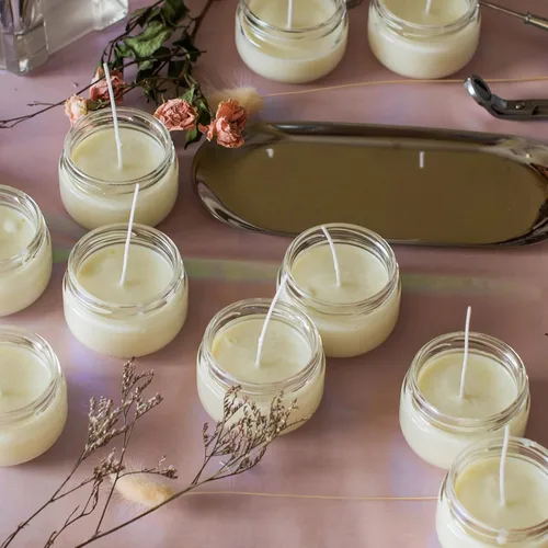 Vista 8 de Kit de fabricación de velas EricX Light, 60 piezas de mechas de vela, 60 piezas de calcomanías para mechas de vela, 473 ml de cera de soya, 1 olla