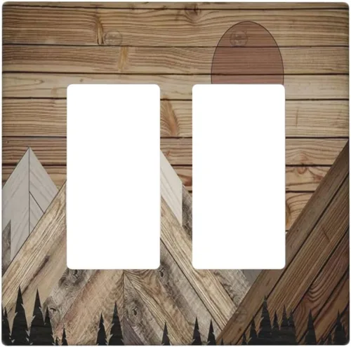 Vista 96 de Cubiertas de Salida Decorativas Boho Midcetury Oro Paisaje de Montaña del Sol 1 Banda Cubierta de Placa de Pared Receptáculo Interruptor de Luz