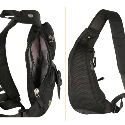 Vista 28 de Mochila de nylon para el pecho, mochila de viaje en bicicleta y gimnasio