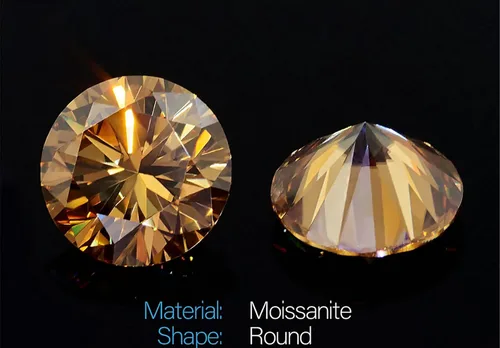Vista 2 de JEWELERYN Moissanita suelta de 5 quilates, diamante de color champán, claridad VVS1, piedra preciosa redonda de corte brillante para hacer