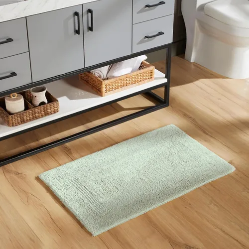 Vista 463 de Better Trends - Juego de 2 alfombras de baño 100% algodón, extra suaves, con borlas, de 17" x 24", alfombra de baño superabsorbente y reversible