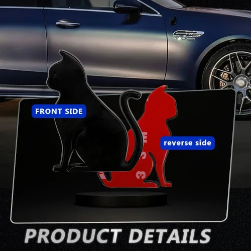 Vista 3 de Juren Adhesivo de metal 3D para automóvil, diseño de gato, emblema para automóvil, universal, motocicleta, bicicleta, decoración de automóvil Negro