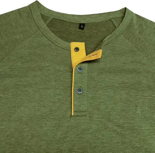 Vista 6 de M&F EVENMINE Camiseta básica de manga larga y corta para hombre, con botones y bolsillo de algodón, Gris