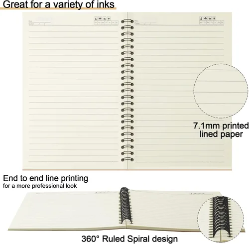 Vista 4 de Epakh Paquete de 22 Cuadernos Espirales A5 con Cubierta Kraft, Cuaderno de Diario Espiral de Tapa Dura de Regreso a la Escuela 5.5 x 8.3 Pulgadas