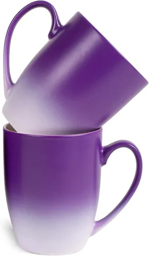 Vista 7 de Elanze Designs Magenta blanco dos tonos Ombre mate taza de café de cerámica de 12 onzas Magenta y blanco.
