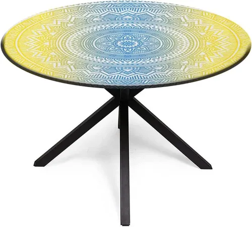 Vista 2 de Mantel de poliéster, mantel de PVC impermeable a prueba de aceite, con temática de mandala, símbolo de espíritu y ritual, se adapta a mesas redondas