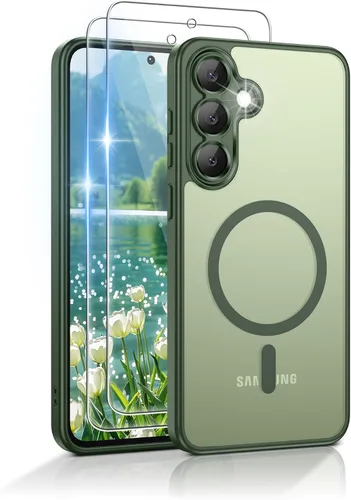 Vista 77 de Gritup Funda para Samsung Galaxy S23 con 2 protectores de pantalla (compatible con MagSafe) (protección de grado militar), delgada, translúcida Negro