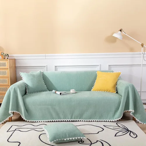 Vista 48 de HANDONTIME Fundas de Sofá Sillón Funda de Sofá Boho para Perros Caqui Funda de Sofá con Borlas Silla Reclinable Funda de Futón Lavable 1 Cojín Sofá