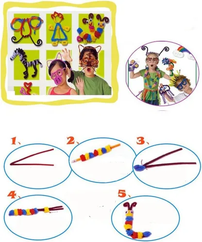 Vista 5 de ANDES Juego de suministros para manualidades – Juego de limpiapipas y limpiapipas, pompones, palos, ojos salteados, tijeras y para proyectos de arte