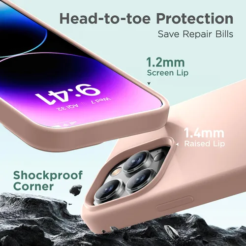 Vista 5 de Cordking Funda diseñada para iPhone 14 Pro Max, silicona líquida de alta calidad a prueba de golpes para iPhone 14 ProMax
