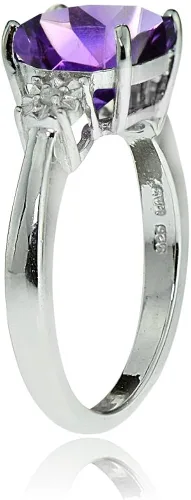 Vista 2 de Ice Gems Anillo de plata esterlina con amatista africana y corte cojín