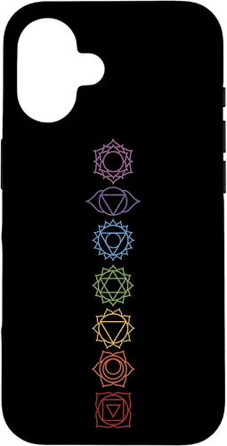 Vista 31 de Funda para iPhone 13 Pro Max, regalo espiritual Zen Rainbow Chakras alineados para amantes del yoga