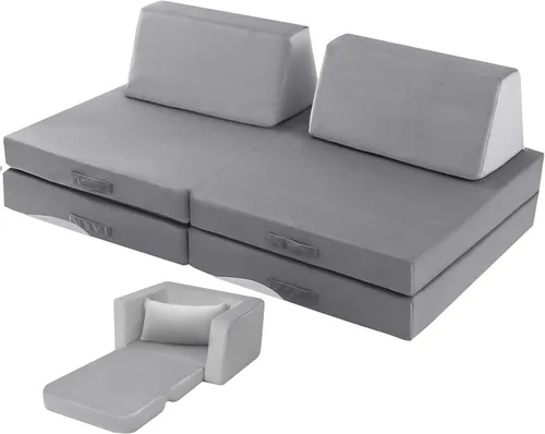 Vista 23 de Sofá modular para niños MeMoreCool – Sofá de dinosaurio de 8 piezas que brilla en la oscuridad para niños pequeños convertible en fuerte constructor