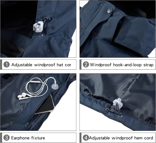 Vista 4 de CAMEL CROWN - Chaqueta de esquí para mujer, impermeable, 3 en 1, chaqueta de invierno resistente al viento, forro polar cálido, con capucha