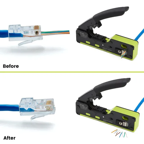 Vista 5 de trueCABLE Cat5e RJ45 conectores de paso a través de enchufe modular sin blindaje (UTP), certificación UL, extremo de crimpado EZ, chapado en oro, 3