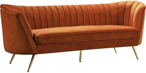 Vista 8 de Meridian Furniture Colección Margo Modern Sofá tapizado de terciopelo contemporáneo con acolchado de canal profundo y patas de acero inoxidable