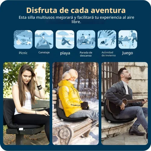 Vista 7 de Alpcour Asiento plegable para estadio – Silla de lujo reclinable impermeable para campamento al aire libre para gradas – Los mejores asientos de 6