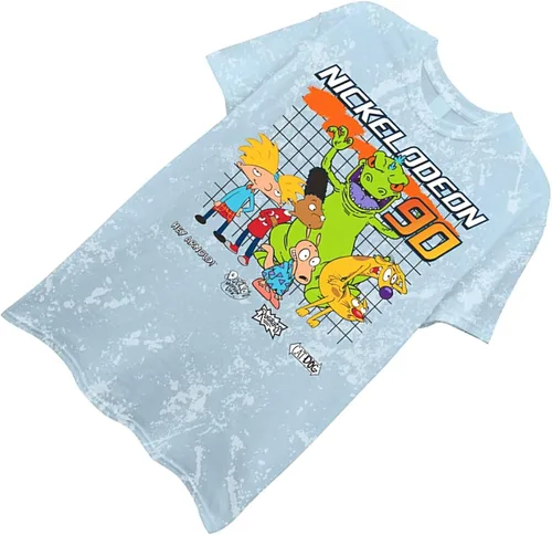 Vista 4 de Nickelodeon Camiseta clásica Rewind para hombre, Rugrats, Ren & Stimpy, and Hey Arnold Tie Dye