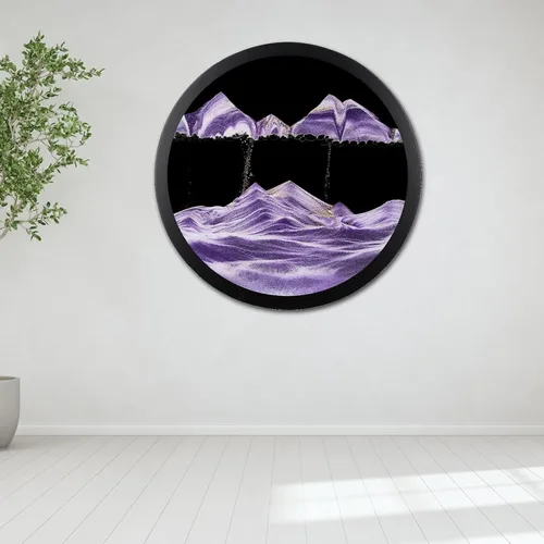 Vista 22 de Decoración artística de arena móvil de 17.3 pulgadas, pintura 3D giratoria de 360 grados, arte de pared de vidrio, decoración de sala de estar