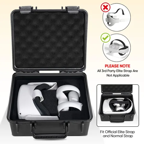 Vista 2 de SARLAR Hard Carrying Case for Oculus Quest 2 Official Elite Strap Safe and Portable Protection, Travel Case Storage VR Gaming Headset and Touch