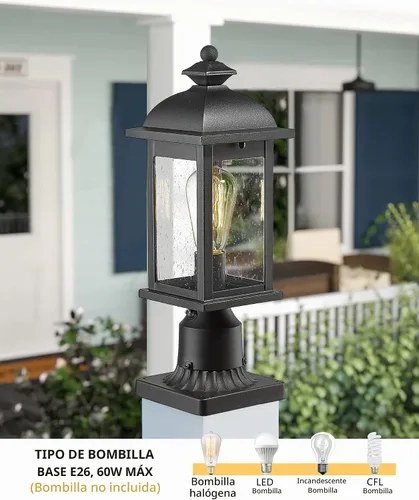 Vista 6 de FEMILA Luz de poste al aire libre del atardecer al amanecer, lámpara de poste impermeable, postes de lámpara exterior iluminación exterior