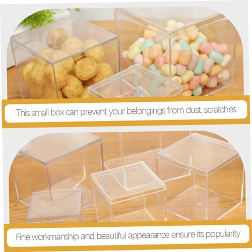 Vista 7 de Abaodam 2 unids Cubo de Comida Accesorios Dulces Pequeños Contenedores Moda con y Cajas de Regalo Tapa Baby Cm Clear Gift Tapas Chocolate Party