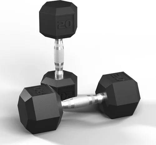 Vista 8 de GRETERST Juego de mancuernas hexagonales con revestimiento de goma, pesas de mano para ejercicio y fitness para gimnasio en casa, entrenamiento