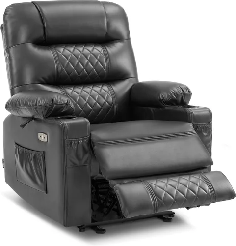 Vista 10 de MCombo PR621 Silla reclinable eléctrica de gravedad cero con calor y masaje PR621 (negro) Gravedad cero de 155°, puertos de carga USB y tipo C
