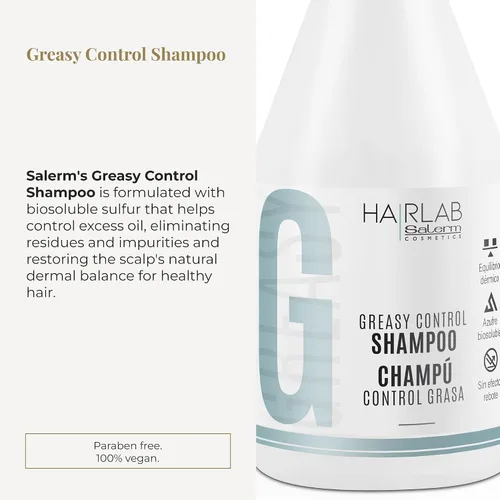 Vista 2 de SALERM - Champú para cabello graso - Laboratorio capilar Greasy Control - 10.1 fl oz - Ayuda a limpiar y refrescar el cabello - Apoya una sensación