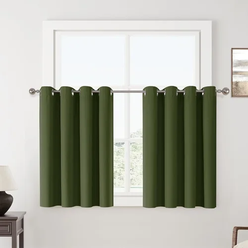 Vista 65 de ChrisDowa Cortinas 100% Opacas de Abedul Sólido de 45 Pulgadas de Largo, 2 Paneles para Dormitorio y Sala de Estar, Estilo Granja Oscurecedoras